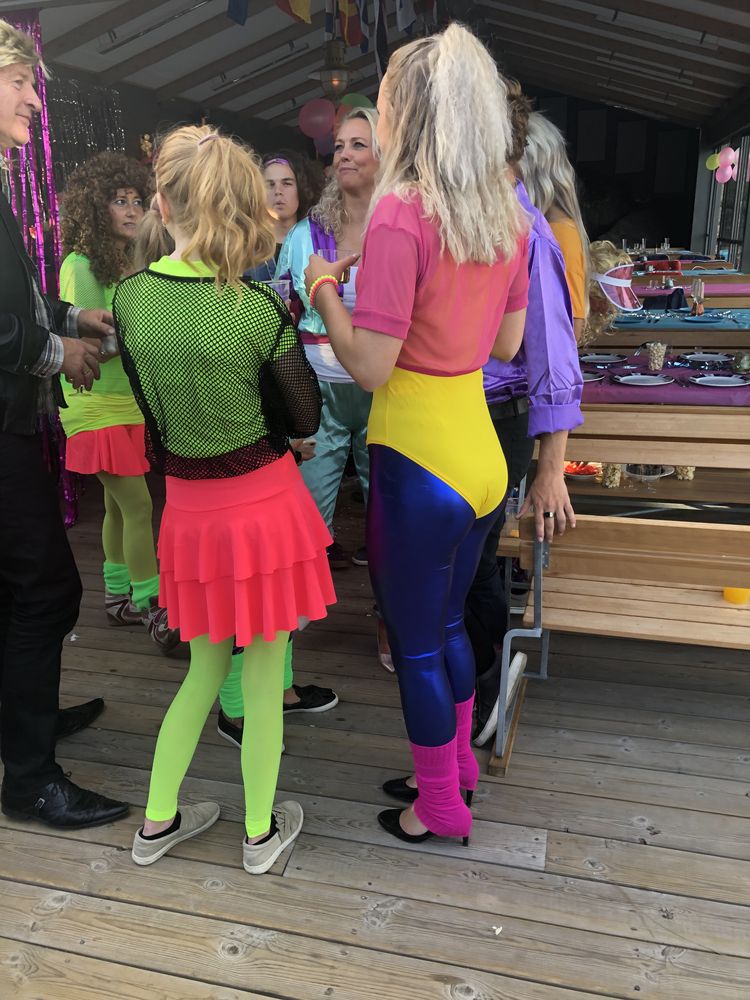 80-talls Metallic Disco Leggings Blå