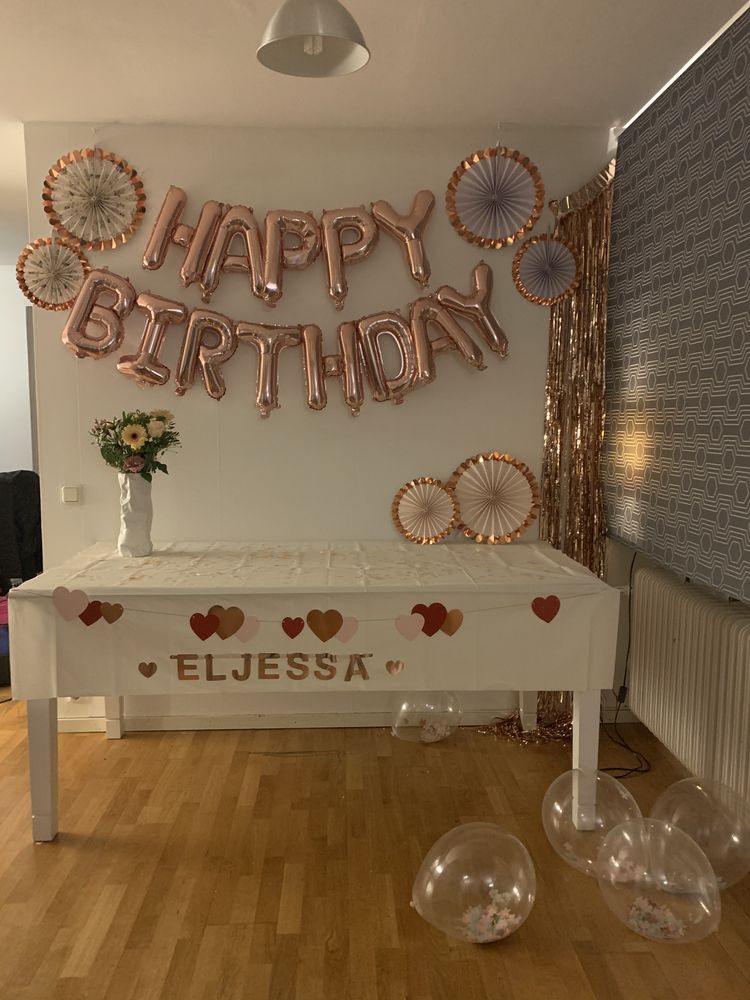 Bokstavballonger Happy Birthday Rosegull