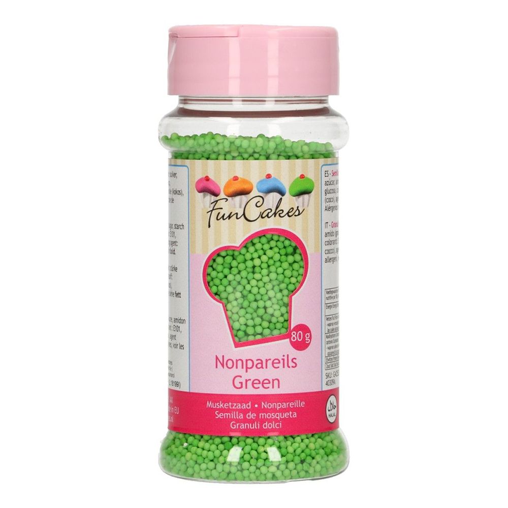 FunCakes Strössel Nonpareils Green/Grön