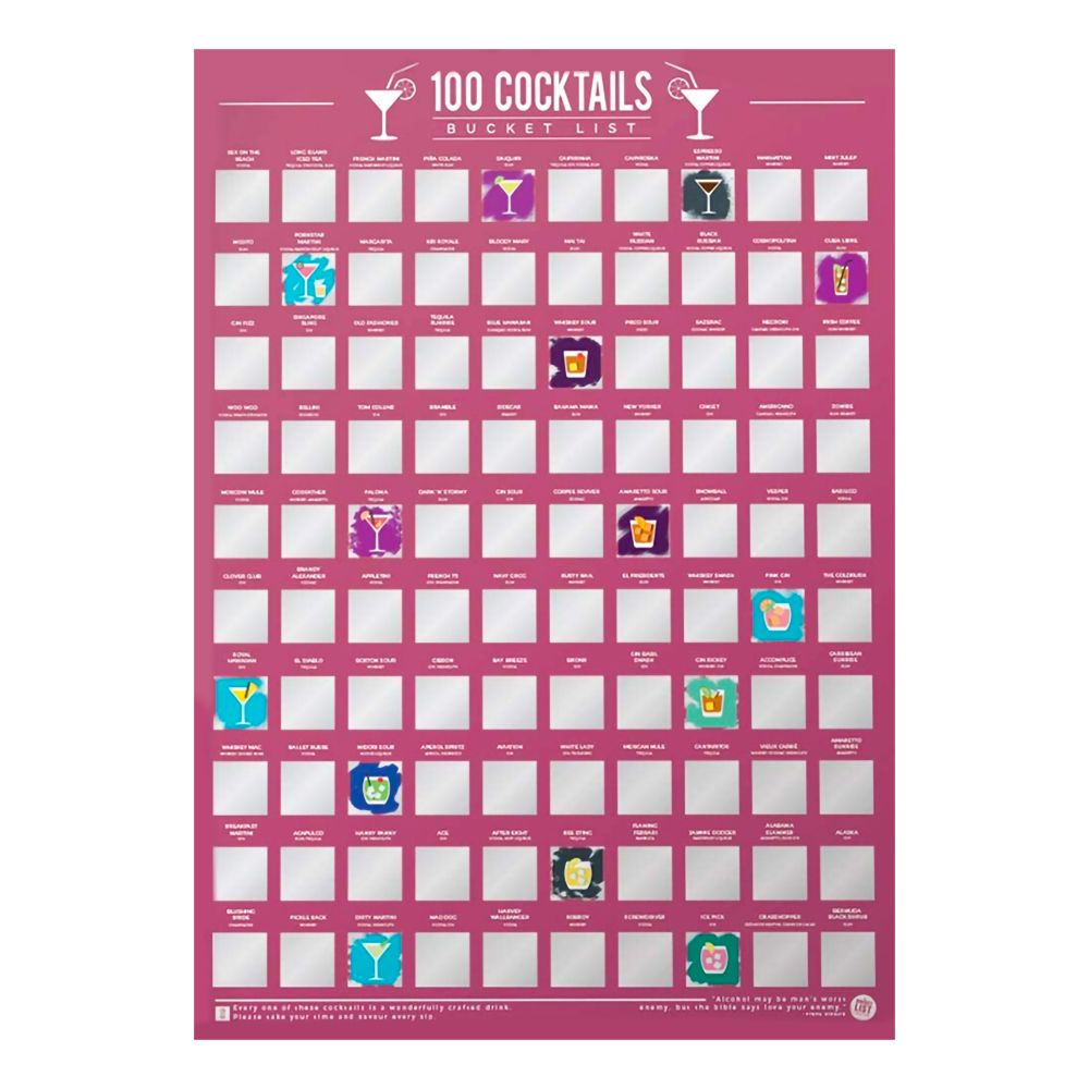 100 Cocktails Bucketlist Skrapetavle