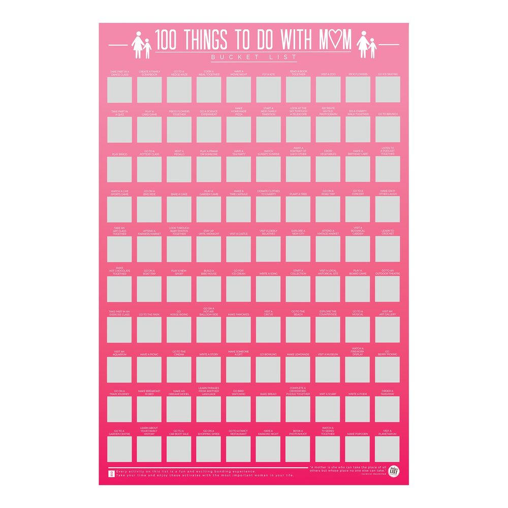 100 Things To Do With Mum Bucketlist Raaputustaulu
