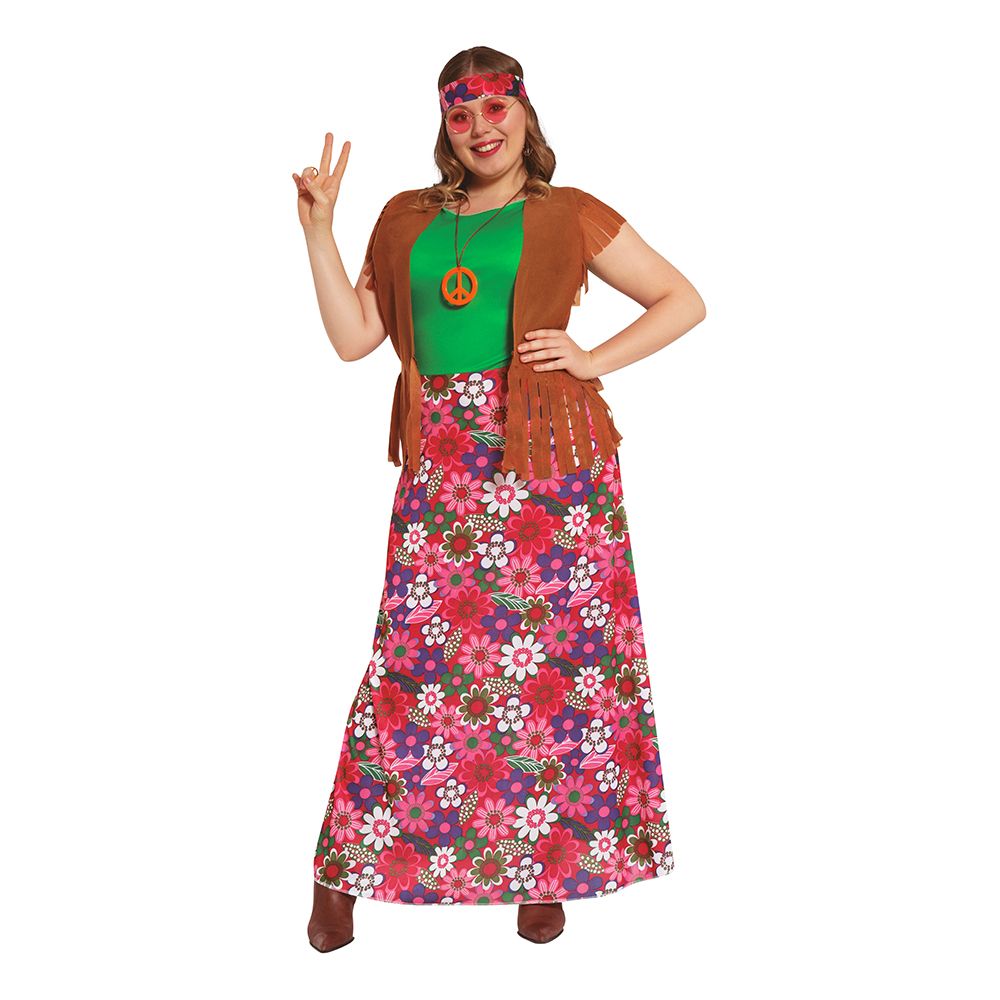 60-tals Hippie Girl Plus-size Maskeraddräkt