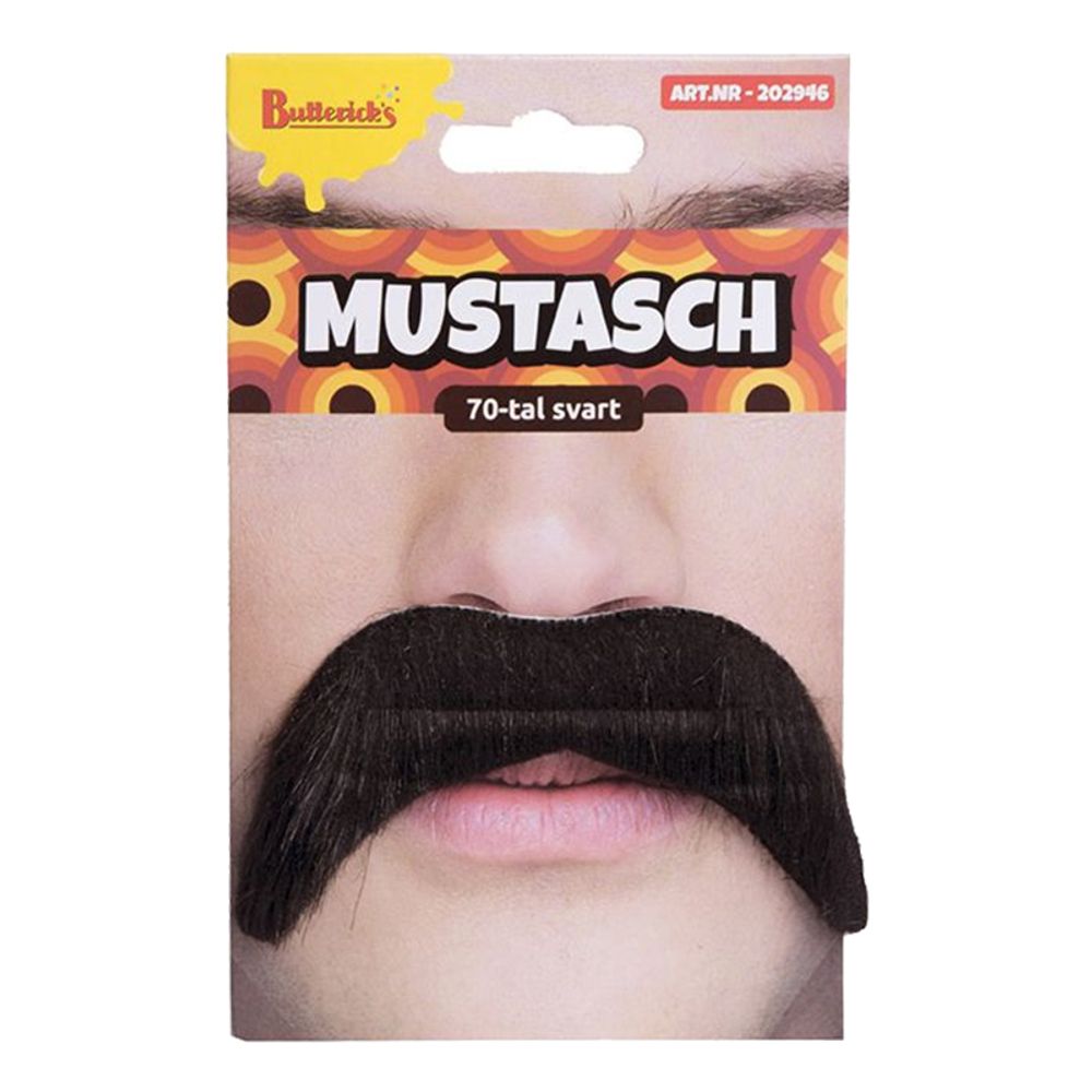 70'er Sort Moustache