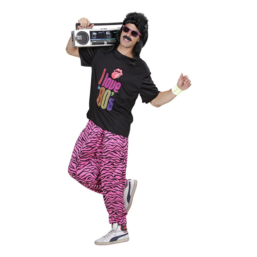 80-luvun Baggy Housut Zebra Vaaleanpunainen