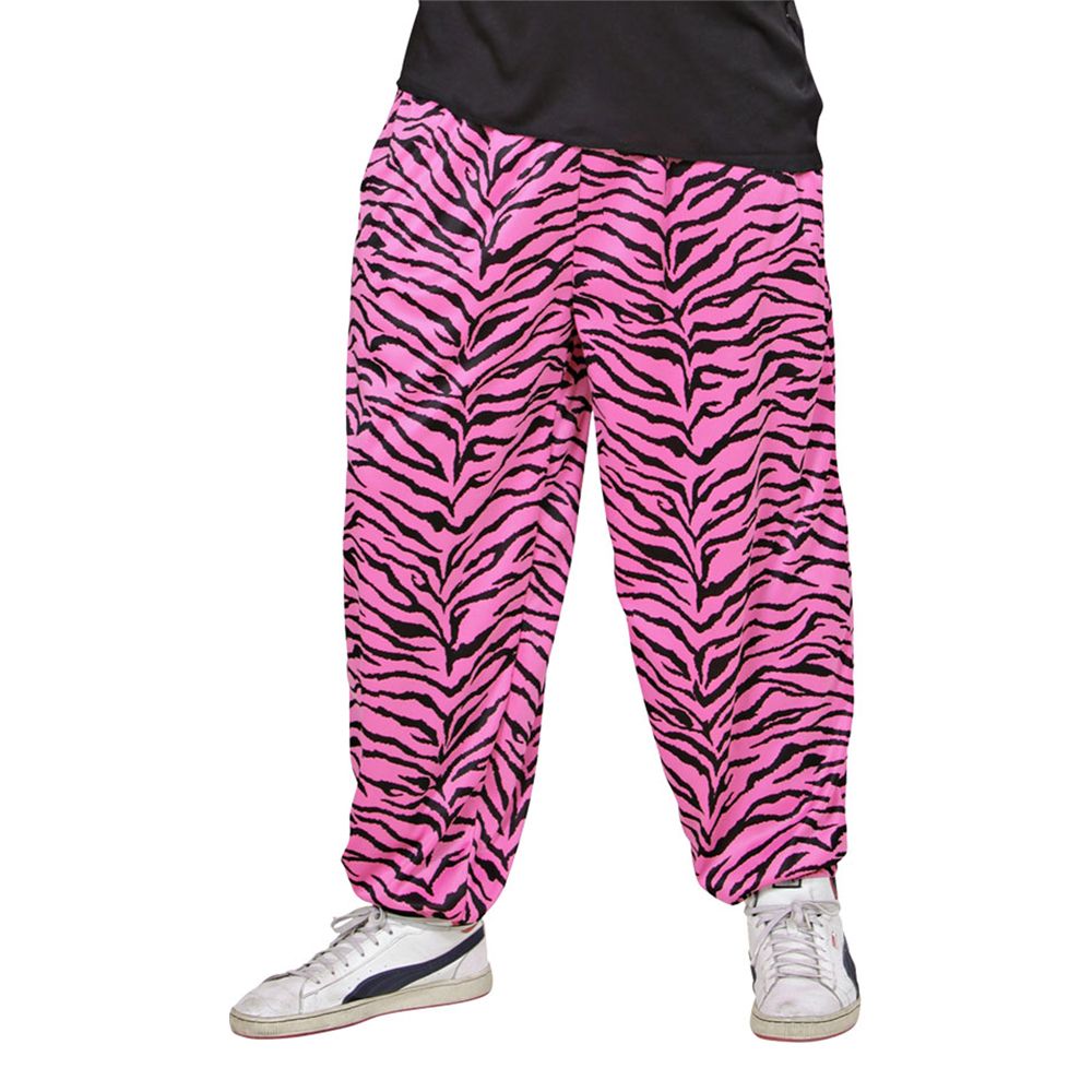 80-luvun Baggy Housut Zebra Vaaleanpunainen