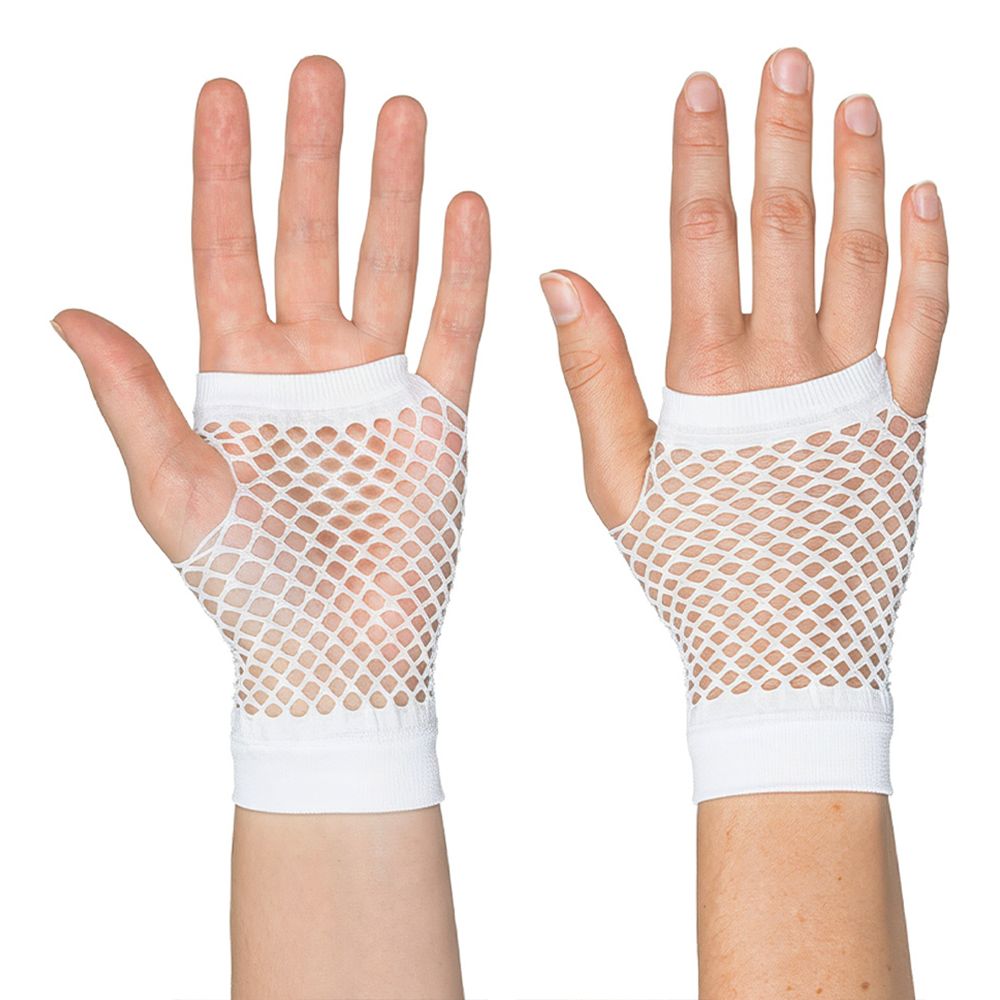 80-tals Fingerlösa Näthandskar Korta Vita