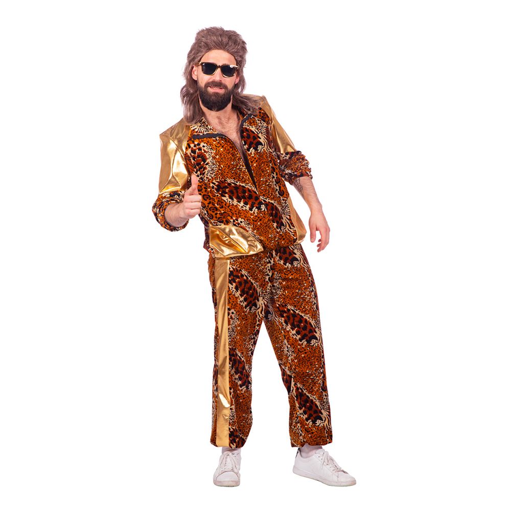 80-tals Guldig Leoparddress Maskeraddräkt
