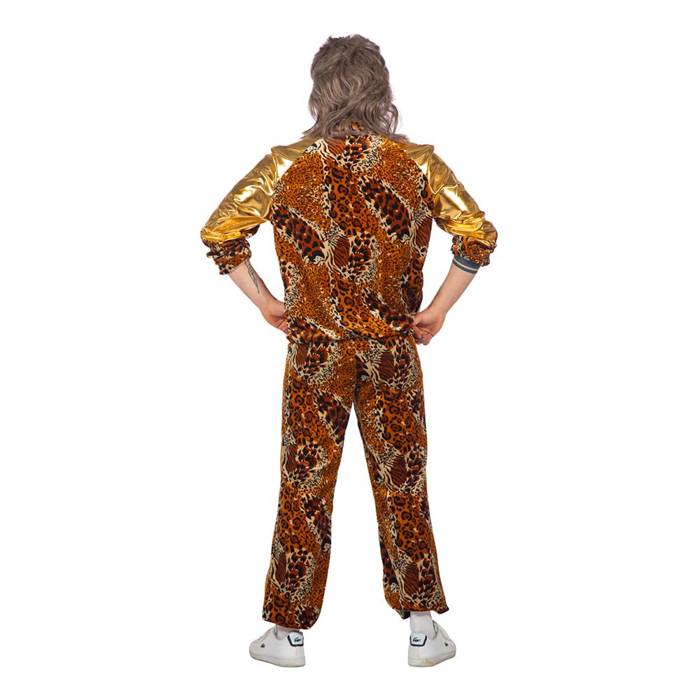 80-tals Guldig Leoparddress Maskeraddräkt