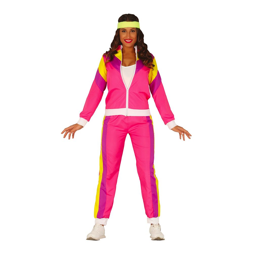 80-tals Kvinnlig Joggare Rosa Maskeraddräkt