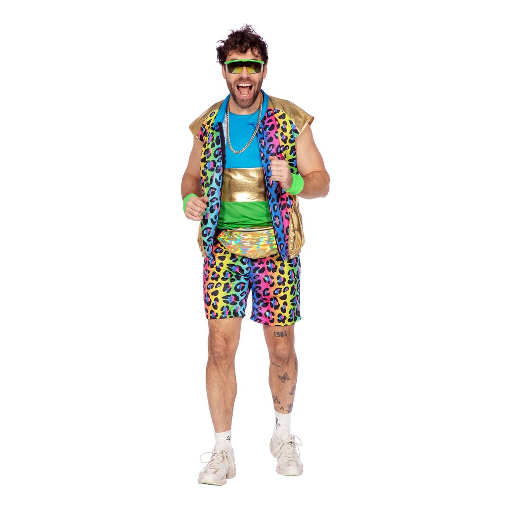80'er Neon Leopard Herre Kostume