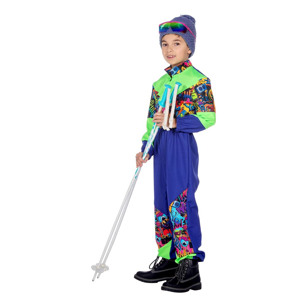 80-talls Skidress Blå/Grønn Barn Kostyme