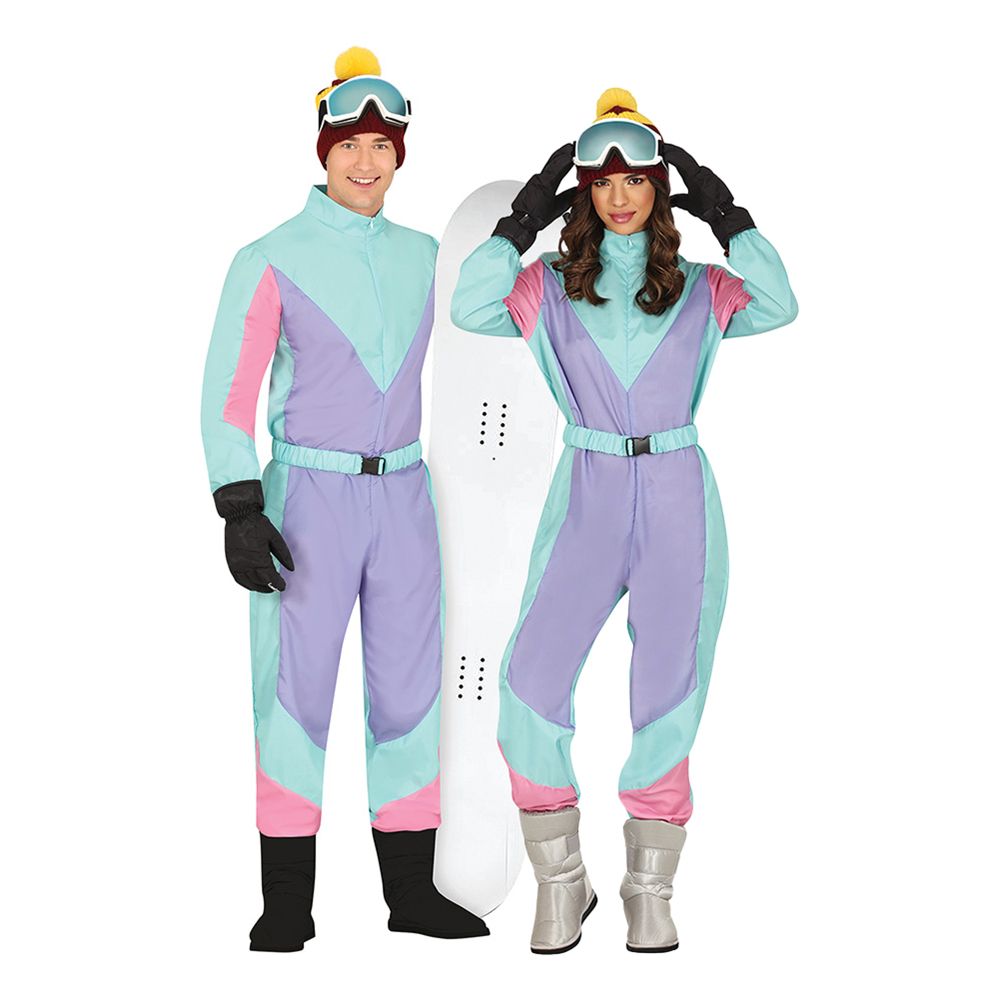 80'er Skidragt Lilla/Blå Dame Kostume