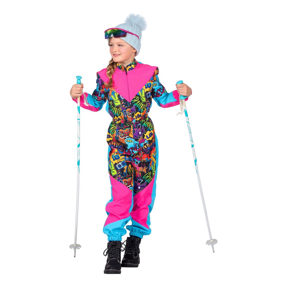 80-talls Skidress Rosa/Blå Barn Kostyme