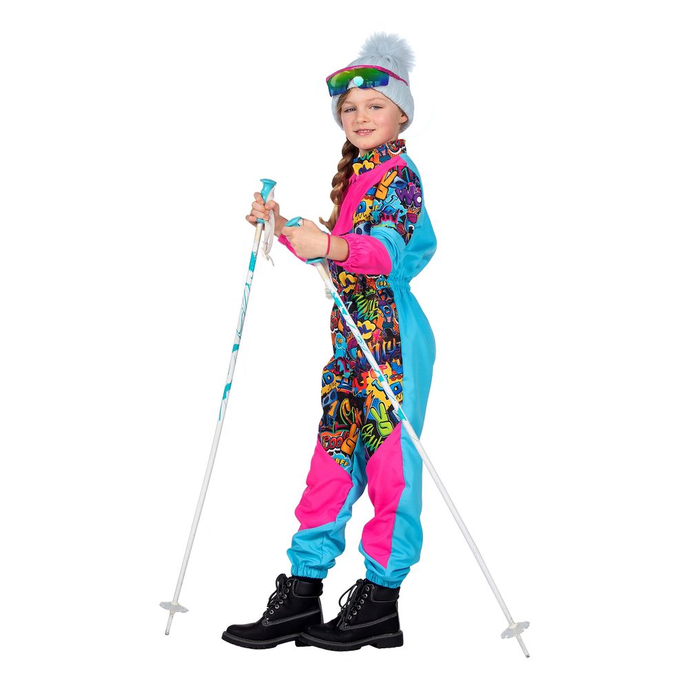 80-talls Skidress Rosa/Blå Barn Kostyme
