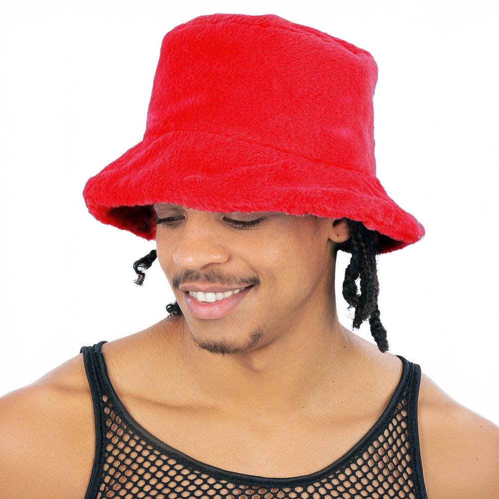90-talls Fluffy Solhatt Rød