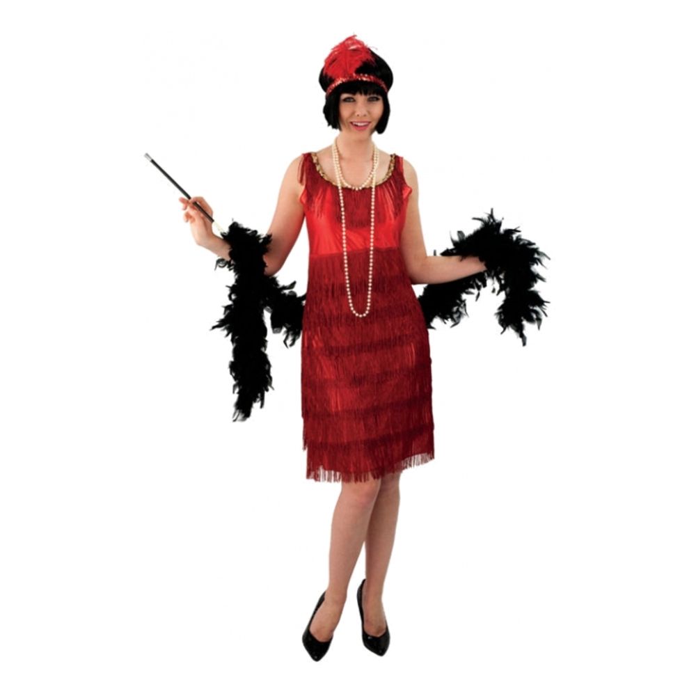 Flapper Rødt Kostyme