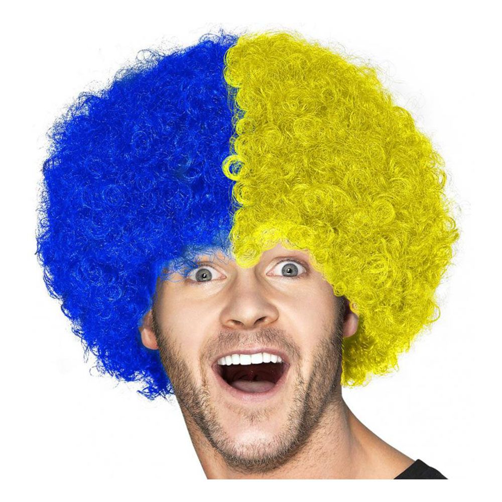 Afroparykk Gul/Blå