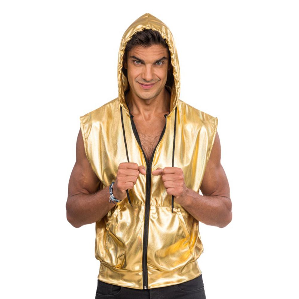Ærmeløs Hoodie Guld Metallic