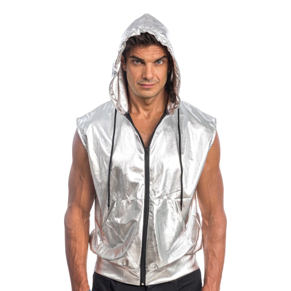Ærmeløs Hoodie Silver Metallic