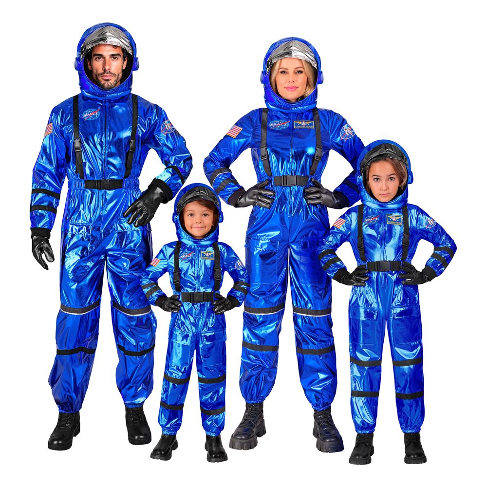 Astronaut Blå Metallic Barn Maskeraddräkt