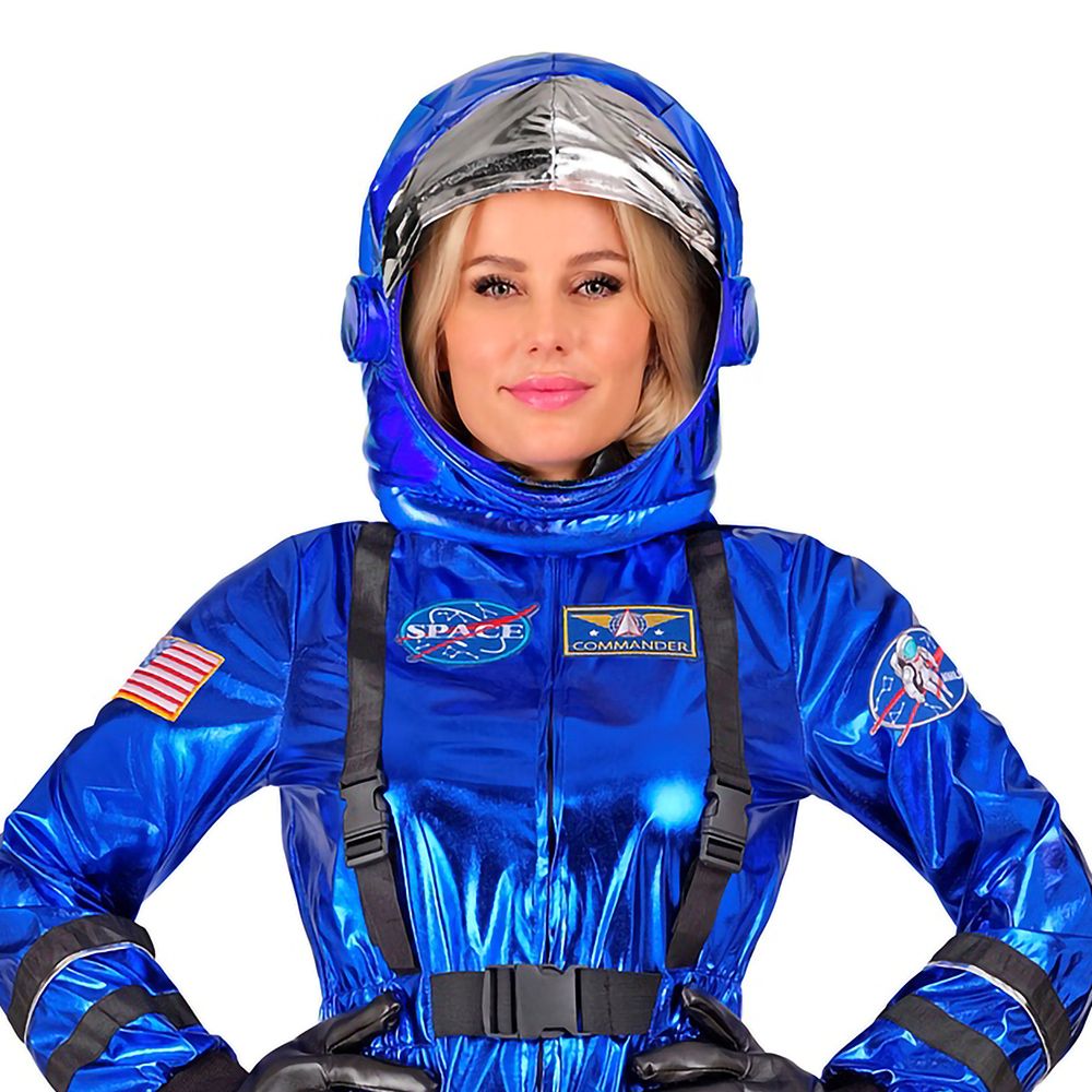 Astronaut Blå Metallic Dam Maskeraddräkt