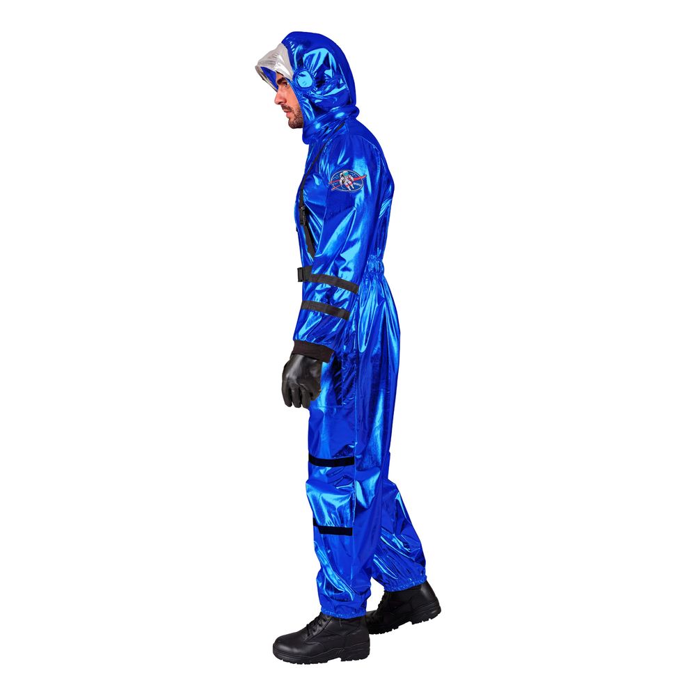 Astronaut Blå Metallic Herr Maskeraddräkt