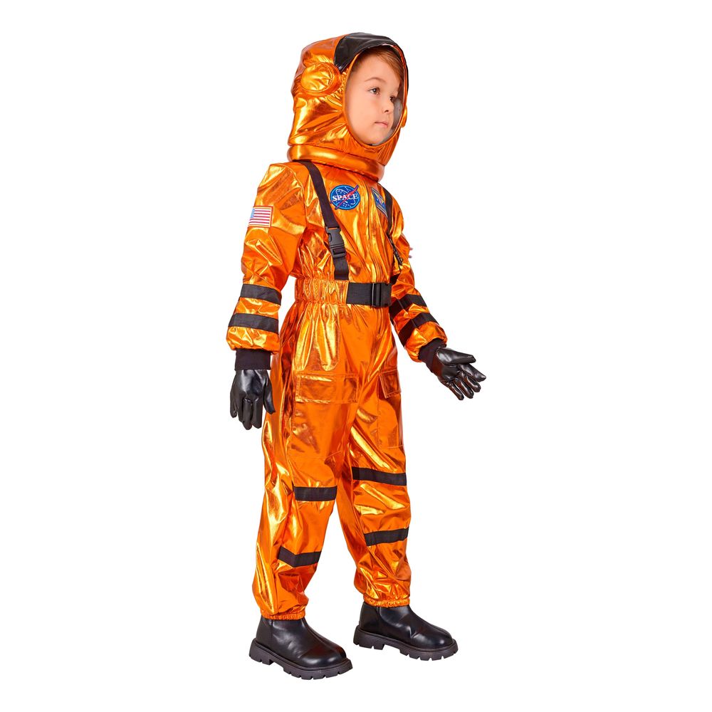 Astronaut Orange Metallic Barn Maskeraddräkt