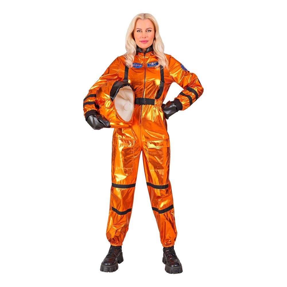 Astronaut Orange Metallic Dam Maskeraddräkt