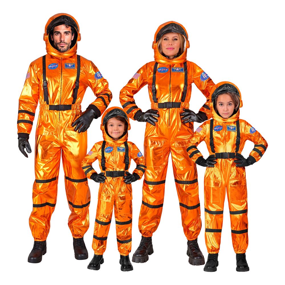 Astronaut Orange Metallic Dam Maskeraddräkt