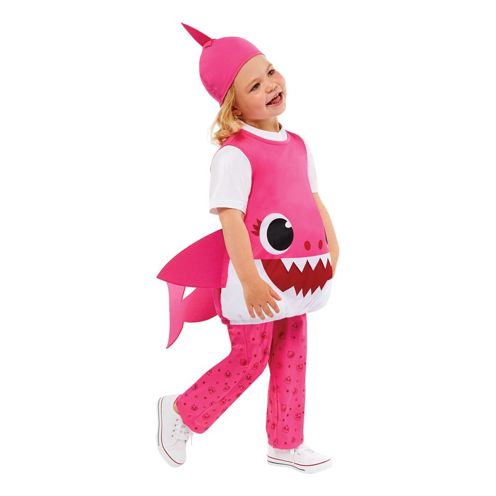 Baby Shark Vaaleanpunainen Lasten Naamiaisasu