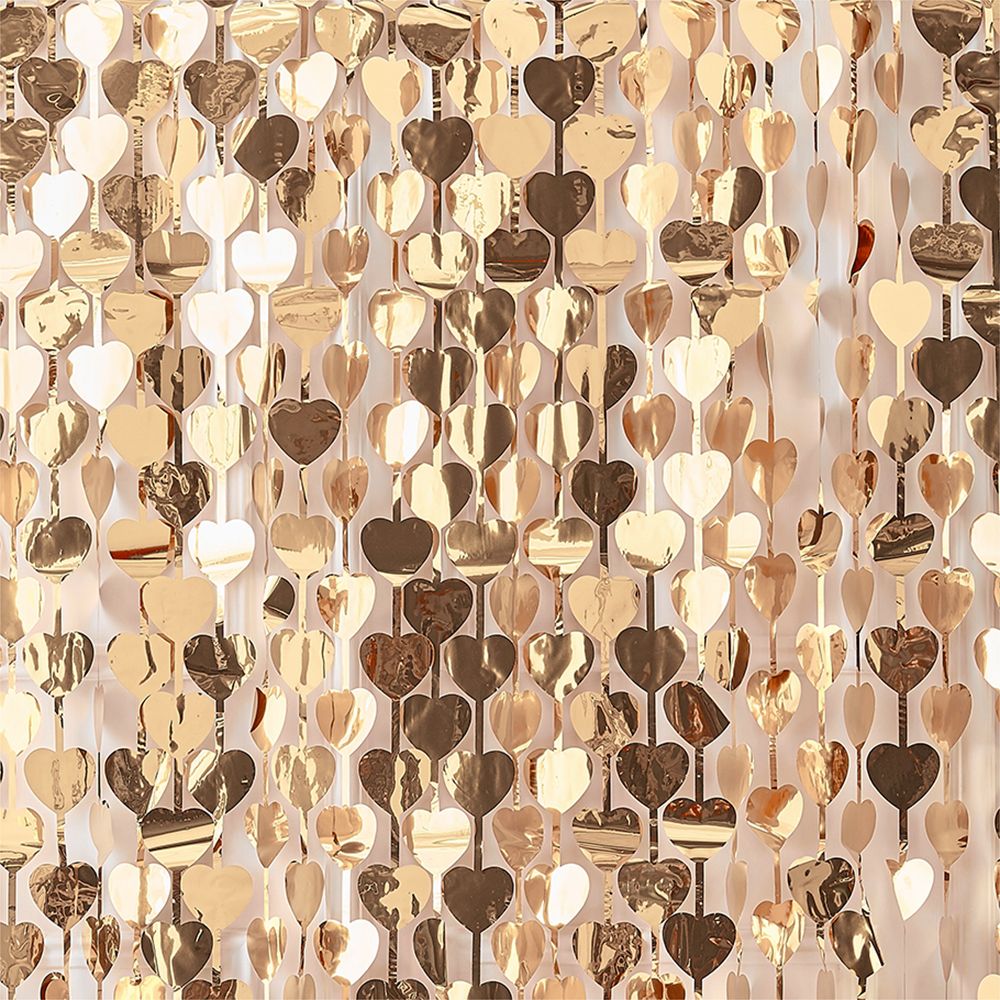 Backdrop Gardin Hjerte Guld Metallic
