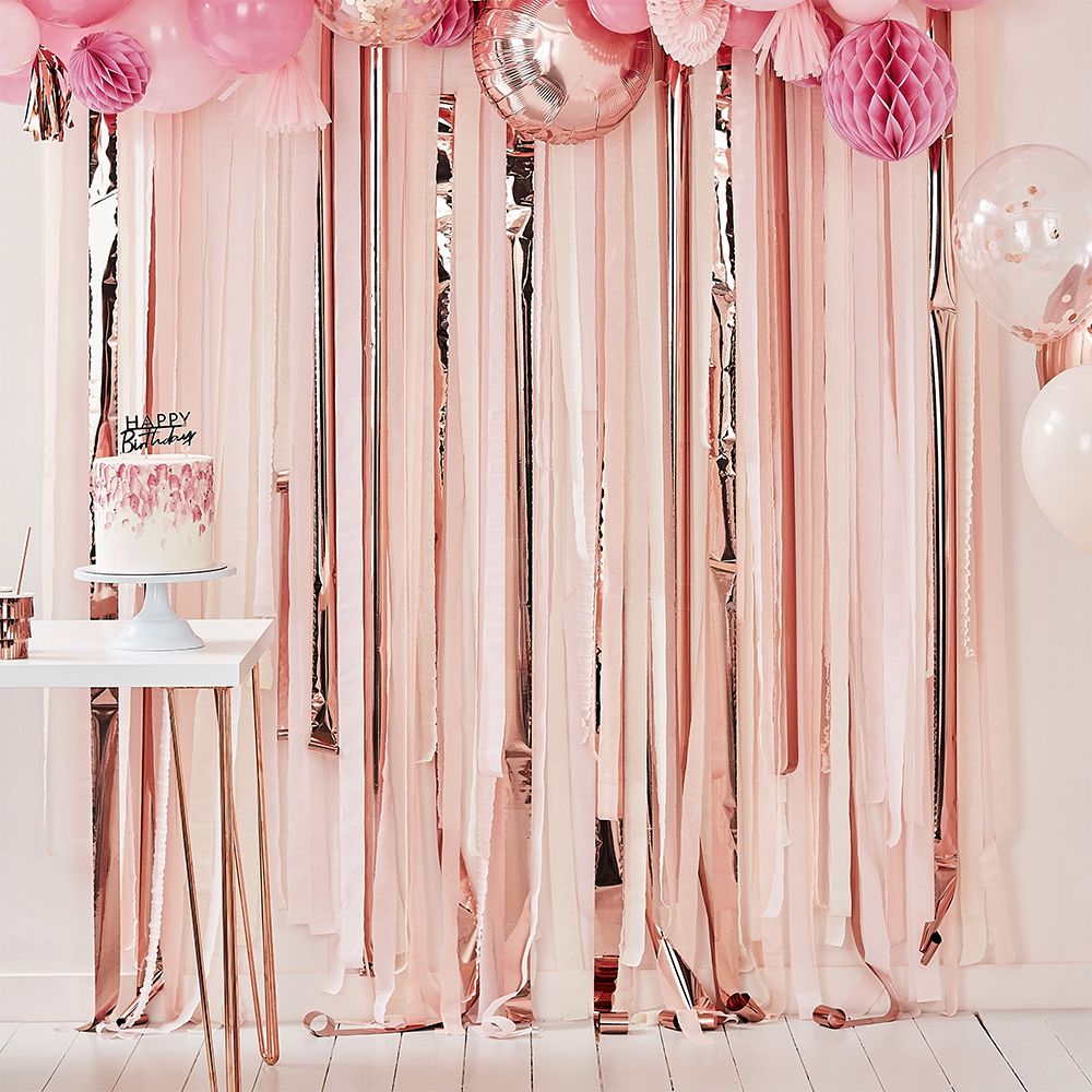 Backdrop Streamers Rosa/Roséguld