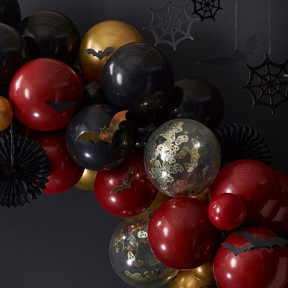 Ballongbue Halloween Blodrød/Svart/Gull