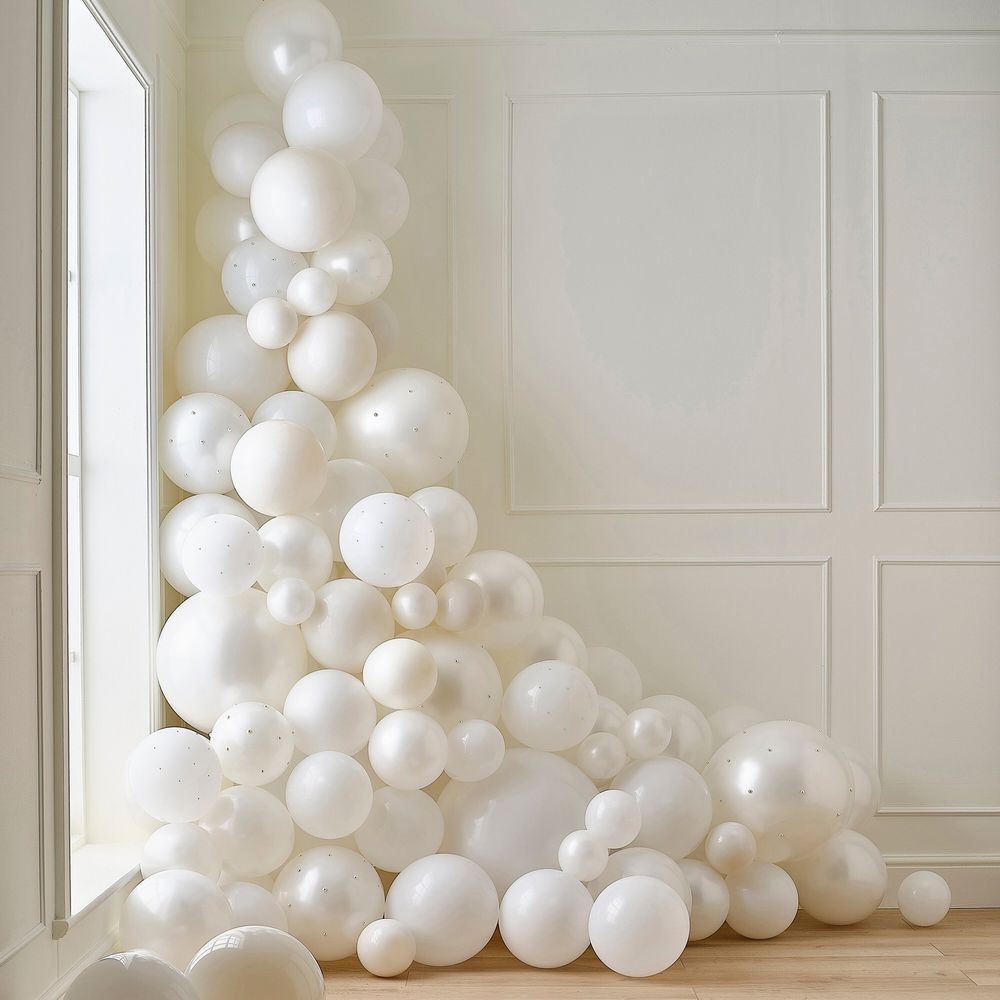 Ballongbåge Krämvit med Pärlor