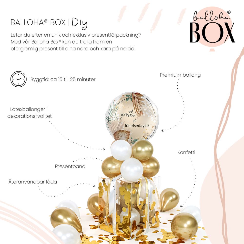 Ballongbox Boho Grattis på Födelsedagen