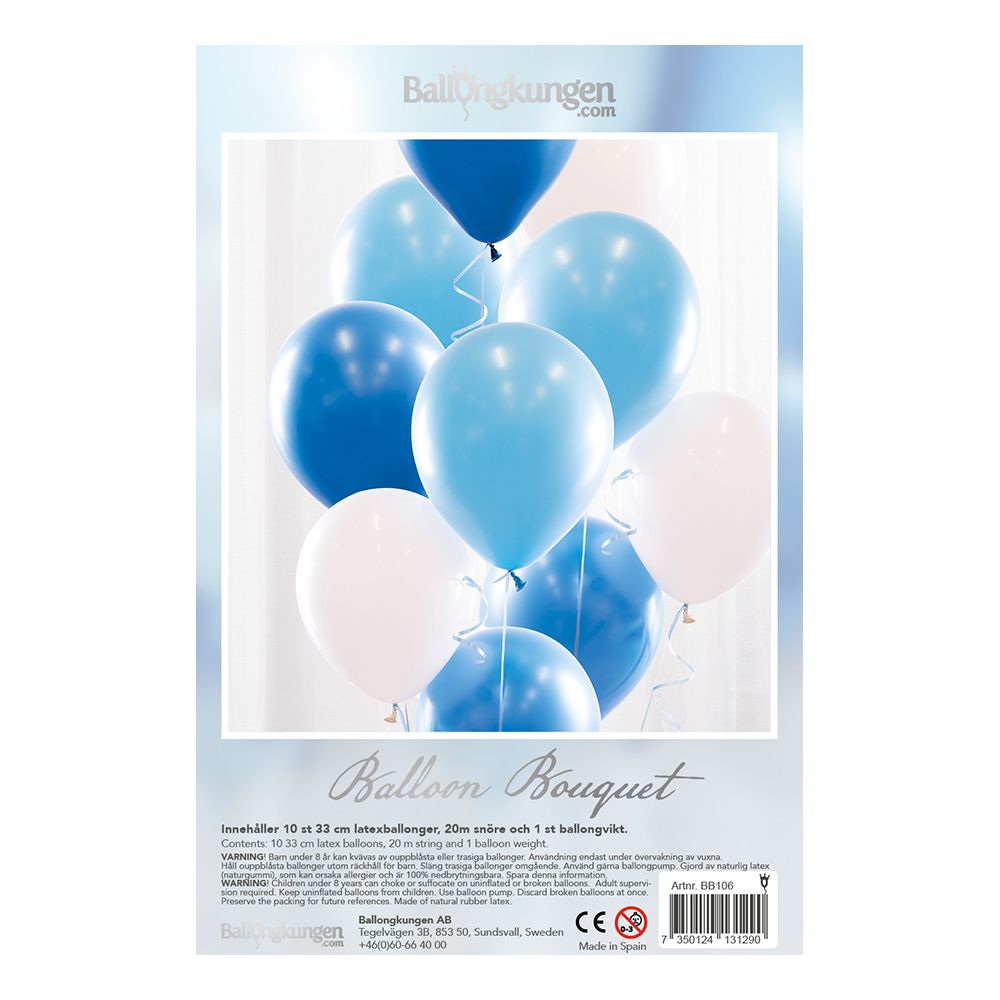Ballongbukett Blå/Vit