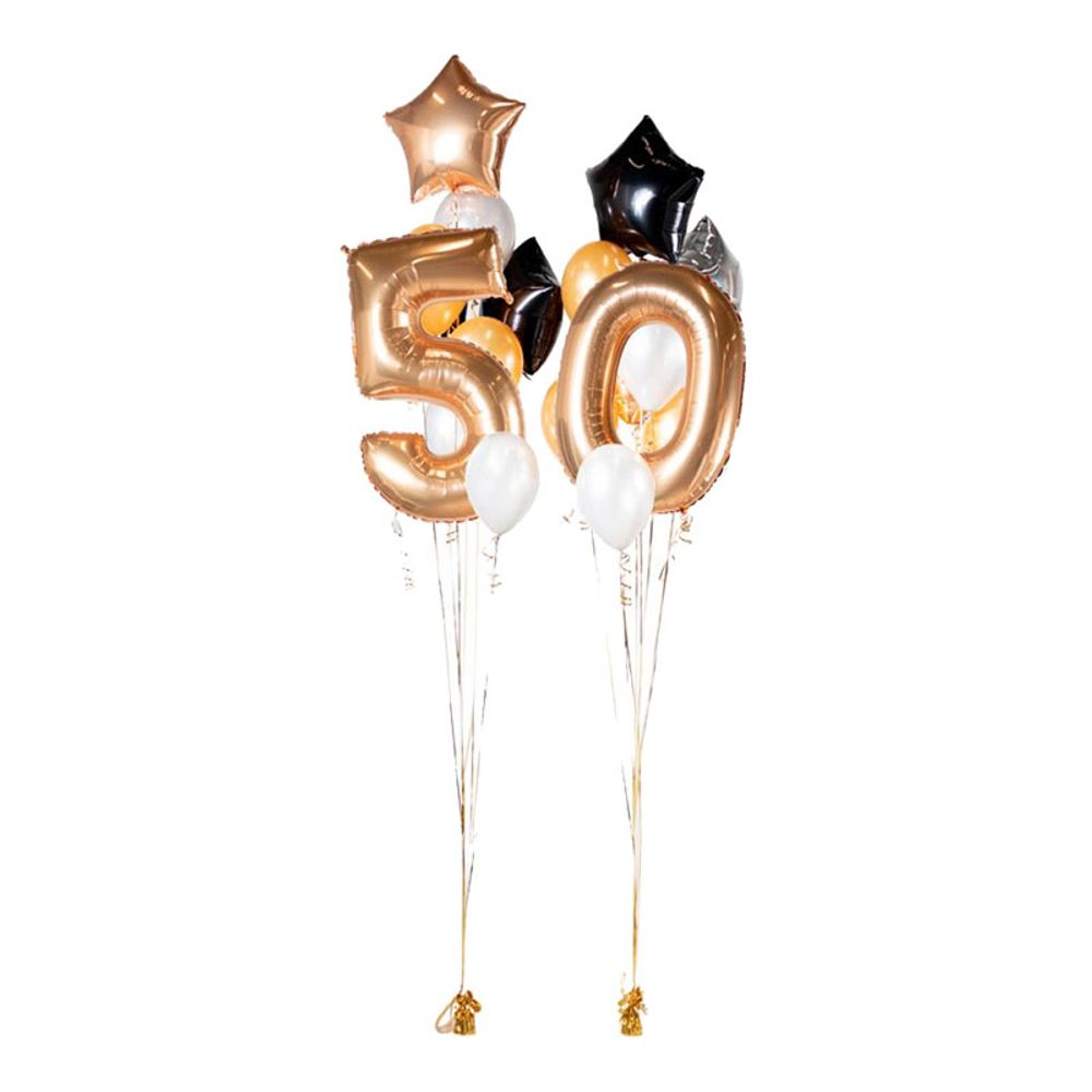 Ballongbukett Happy Birthday 50 Gull