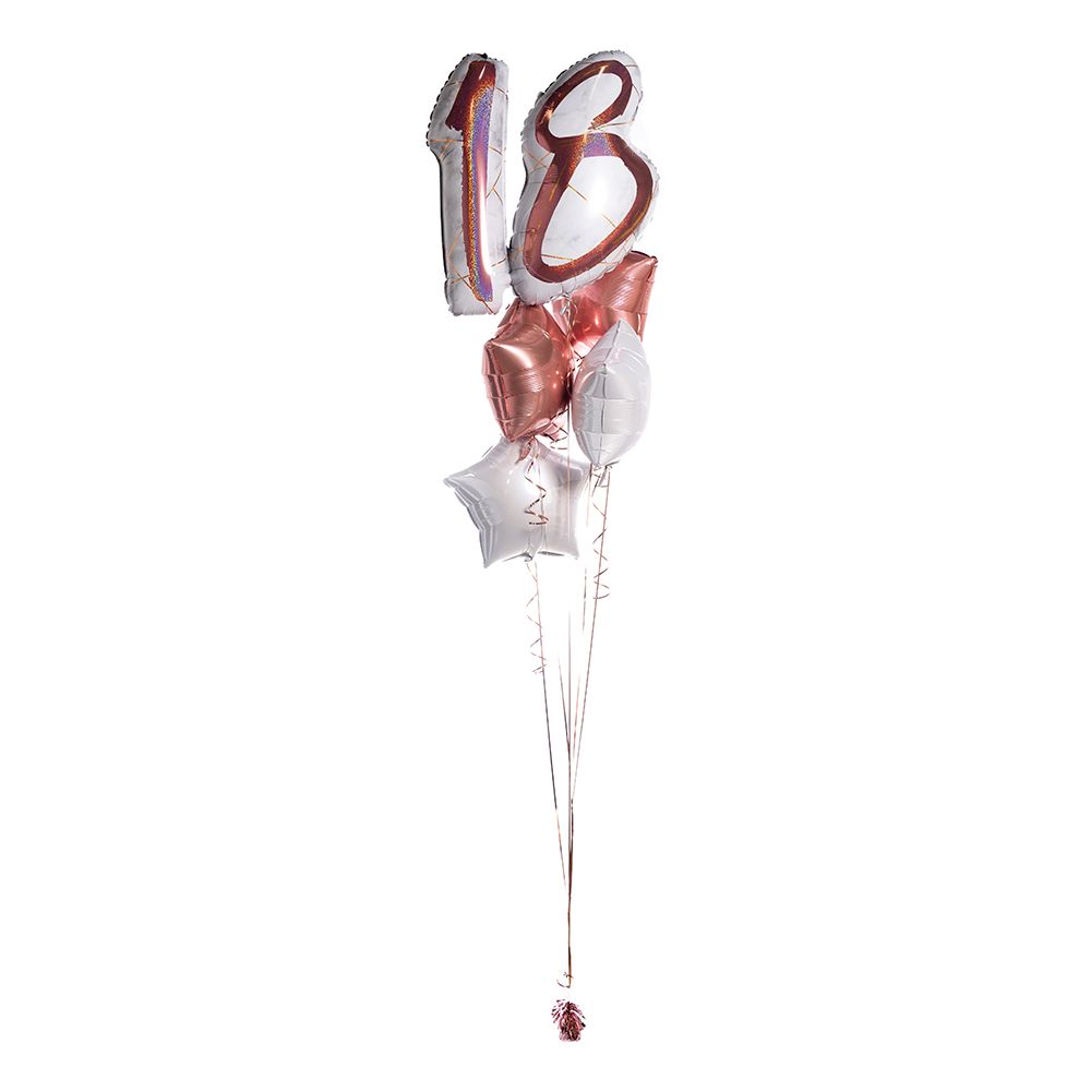 Ballongbukett Marble Shape Birthday 18 Roséguld