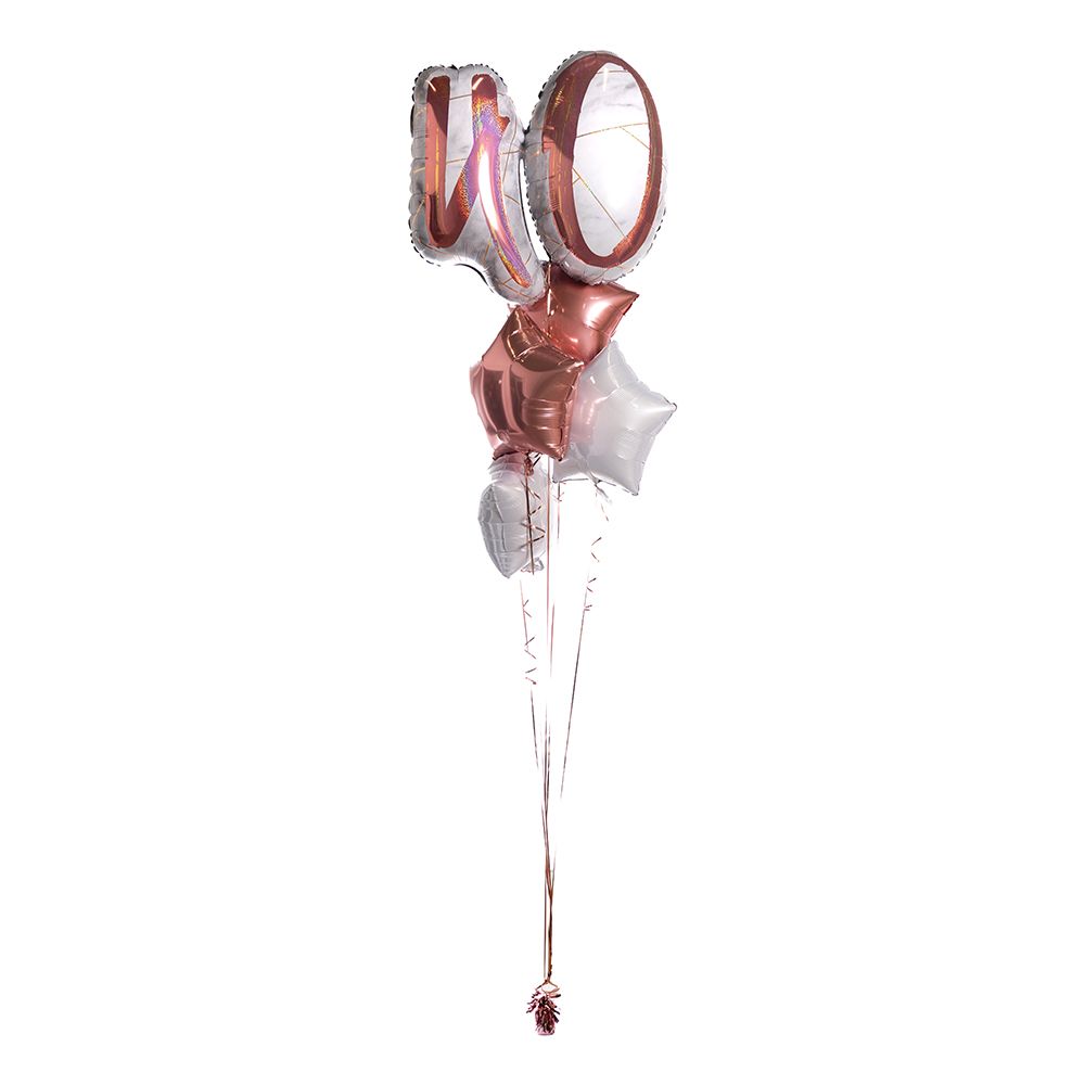Ballongbukett Marble Shape Birthday 40 Roségull