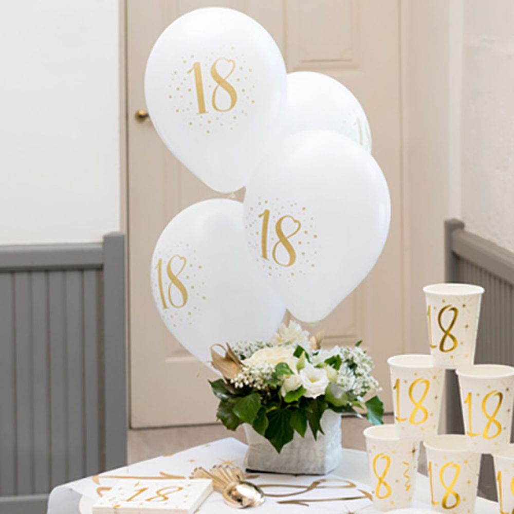 Balloner 18 Hvid/Guld