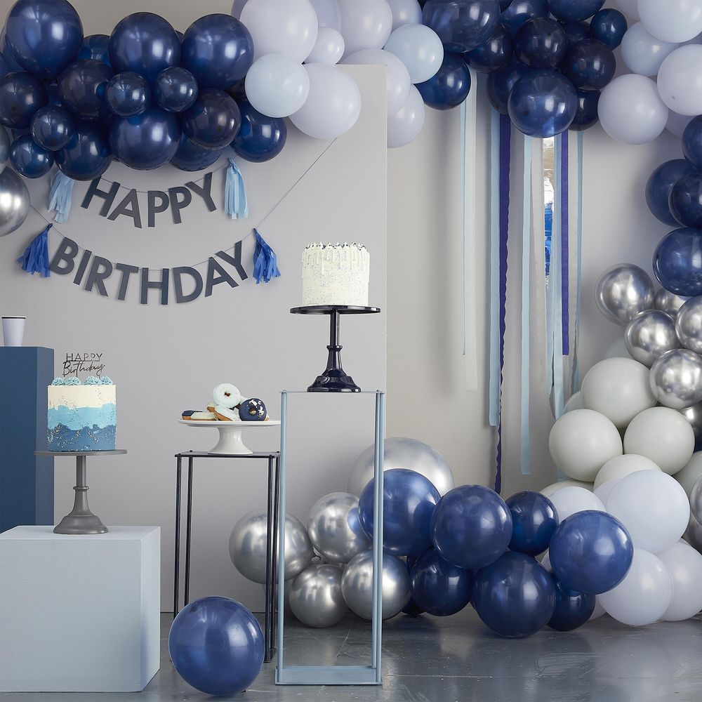 Balloner Dobbelte Happy Birthday Blå
