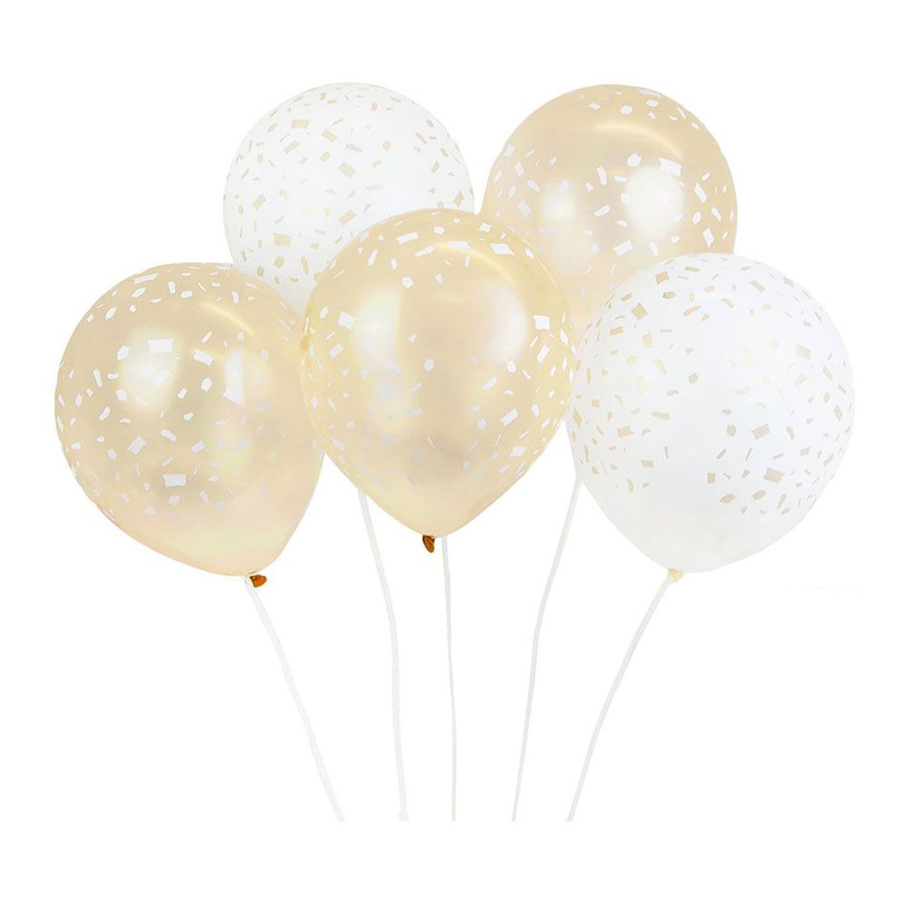 Ballonger Gull/Hvit Konfetti