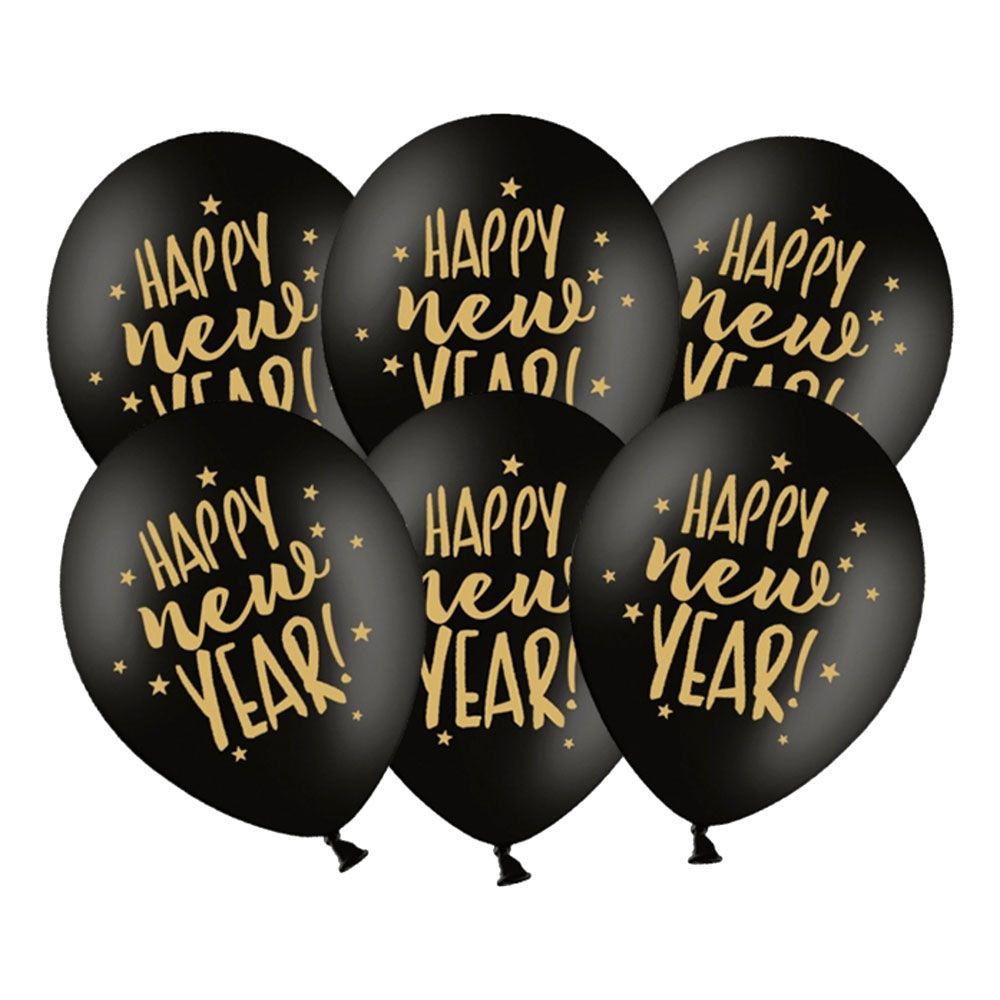 Ballonger Happy New Year Svart/Guld