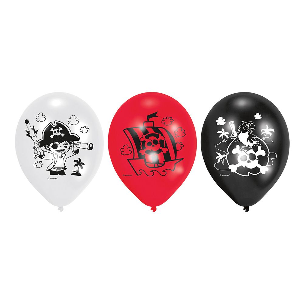 Ballonger Pirat Röd/Vit/Svart