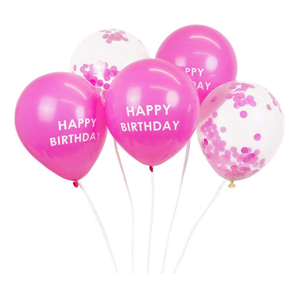Ballonger Rosa Happy Birthday Konfetti