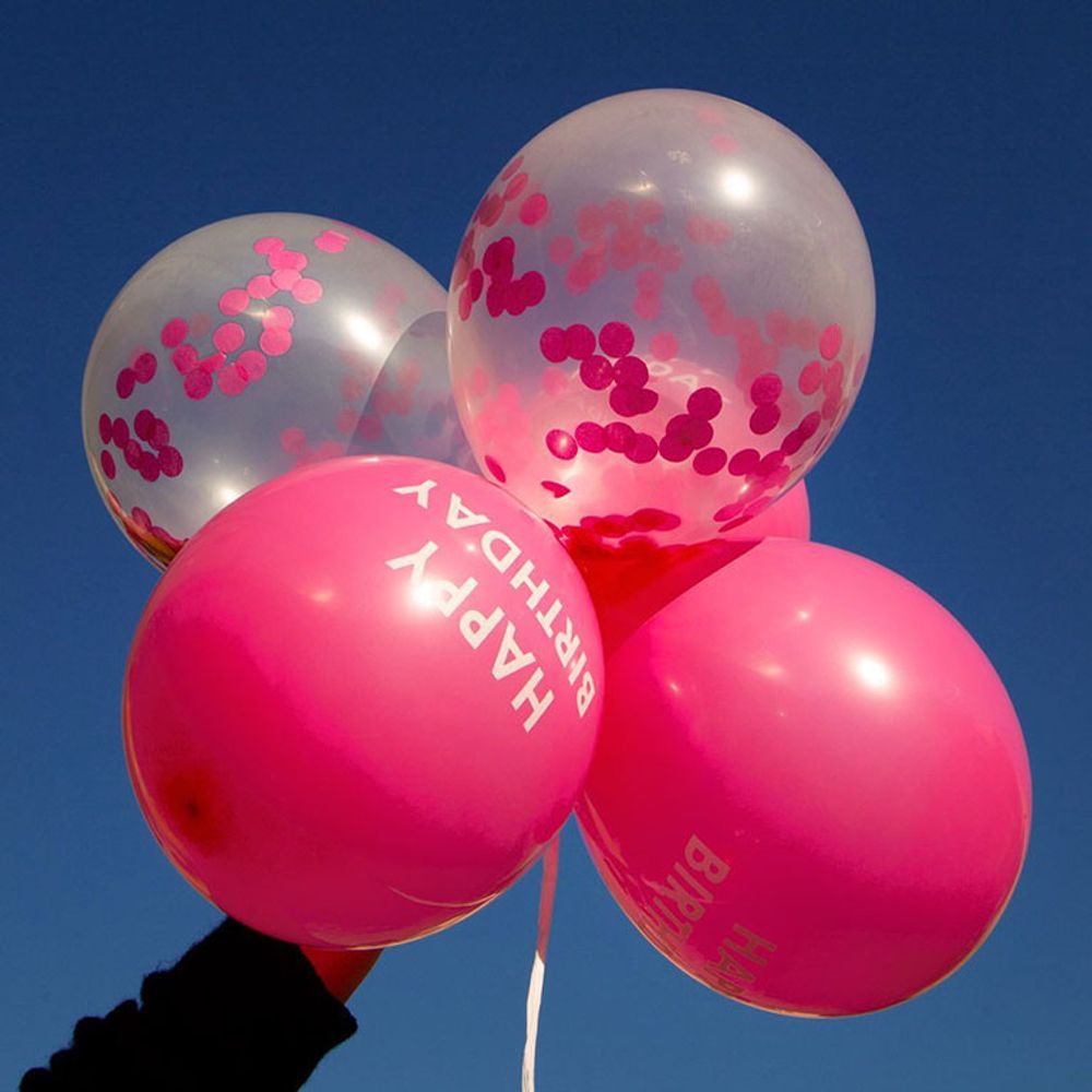 Ballonger Rosa Happy Birthday Konfetti
