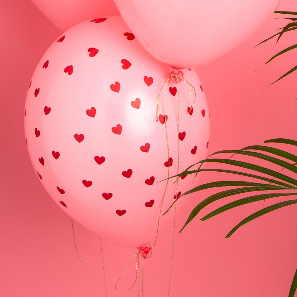 Ballonger Rosa med Hjerter