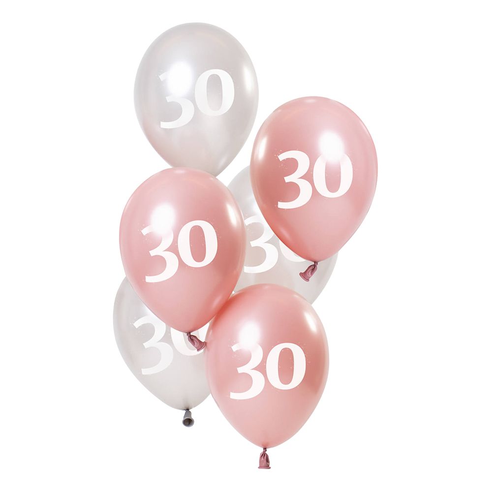 Balloner Lyserød/Hvid 30 År