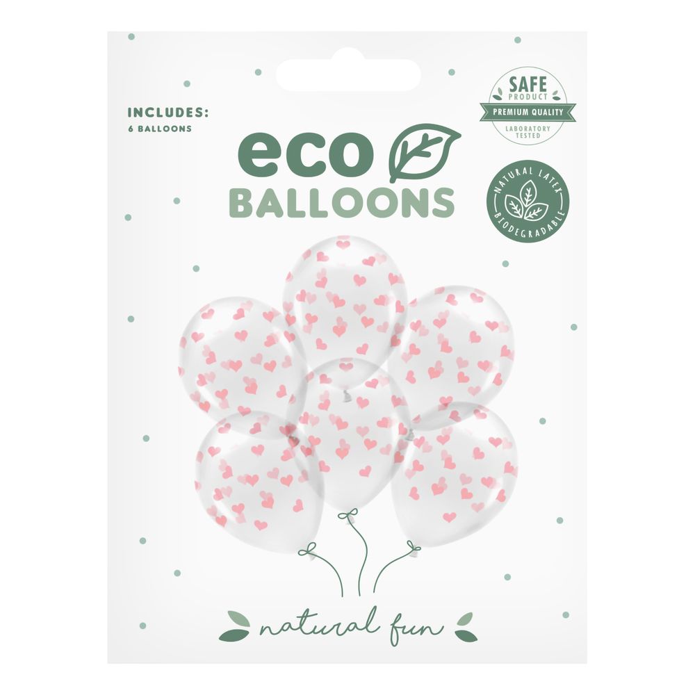 Ballonger Transparente med Lyserosa Hjerter