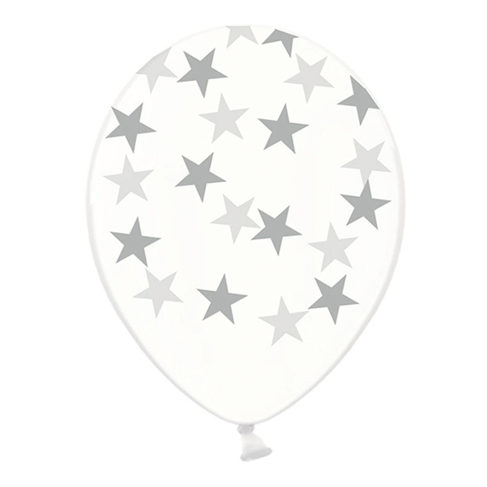 Ballonger Transparente med Sølvstjerner